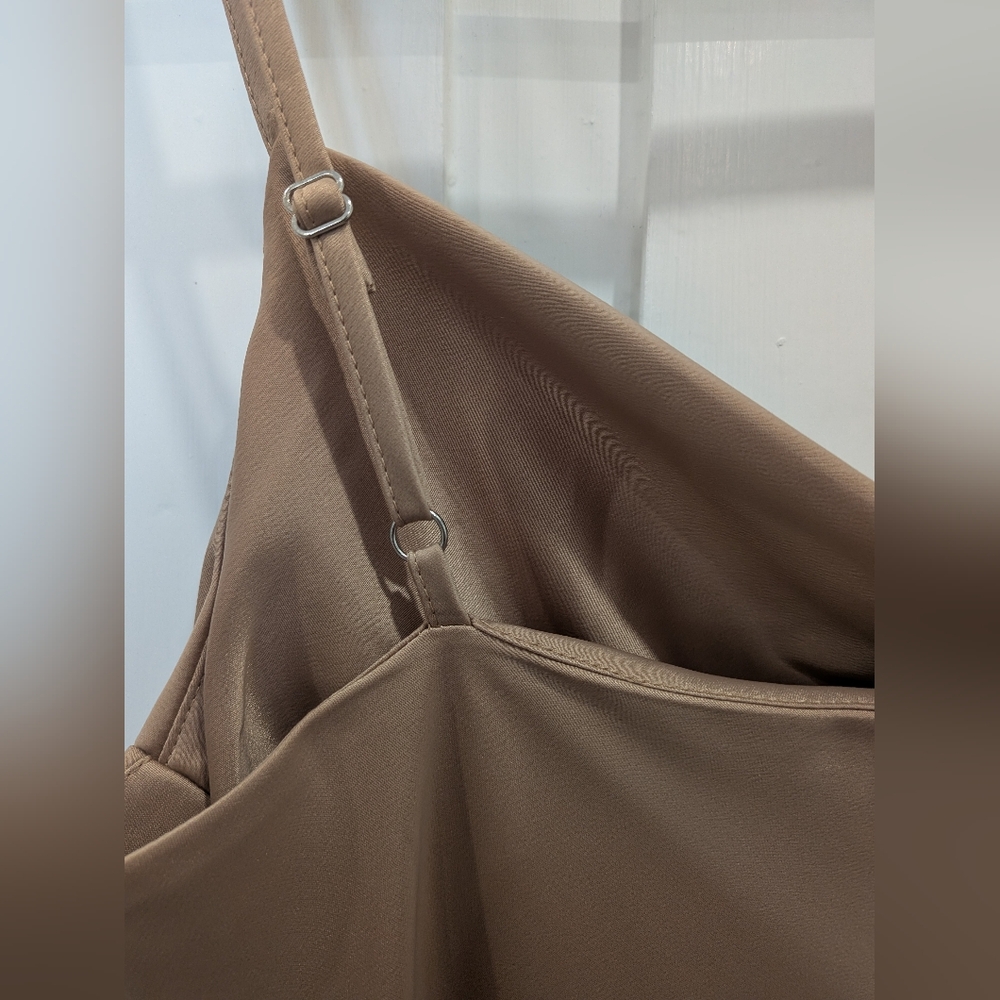 NWOT Banana Republic Tan Slip Satin Midi Dress | Xsmall - Picture 4 of 5